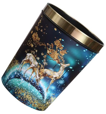 TOPBATHY Poubelle Compacte et Légère Design Unique en Plastique et Cuir, Corbeille à Papier pour Bureau et Salon, Style Élégant et Charmant
