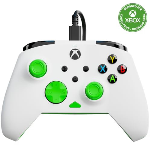Turtle Beach Rematch Core blanc/vert - Manette de jeu filaire - Licence Xbox Series XS, Xbox One et PC - touches audio, moteurs de vibration et gâchettes d'impulsion, câble de 3 m