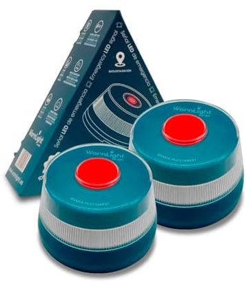 WarnLight 3.0 GEO - Luz Emergencia con Geolocalización para Coche Homologada DGT 3.0 (Obligatoria), Baliza V16 con GPS y Datos Incluídos hasta 2038, Base Imantada, IP54 (2 uds.)