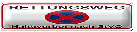 Rettungsweg Schild | Halteverbot nach StVO | Robustes Metallschild | 10 x 46cm
