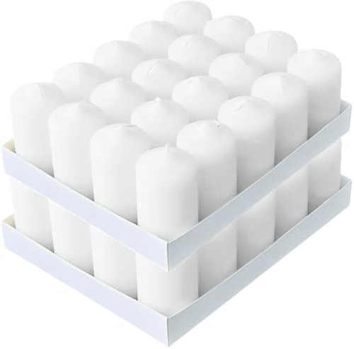 Horeca Candles - Bougies Piliers - Blanc - Ø 4 x 7 cm - Lot de 40 Bougies Décoratives pour la Maison - Longue Durée 12 Heures - Cire Non Parfumées - Pour la Maison, Mariage, Fêtes et la Restauration