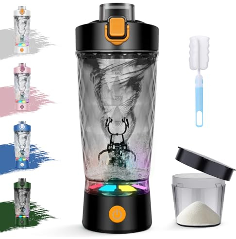 ZAKVOP Shaker Elektrisch, Elektrischer Shaker 650ML, Protein Shaker Elektrisch mit Pulverfach für Potein Pulver und Milchshake, USB Wiederaufladbar, BPA-frei, Schwarz