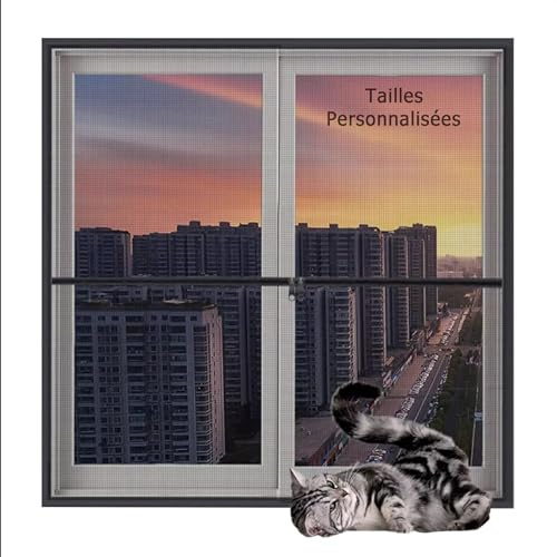 DUOLEH Tailles Personnalisées Protection Fenetre Chat | Barrière Chat Balcon sans Percer, Moustiquaire pour fenêtres, Filet Écran Insecte pour Bureau Maison Balcons