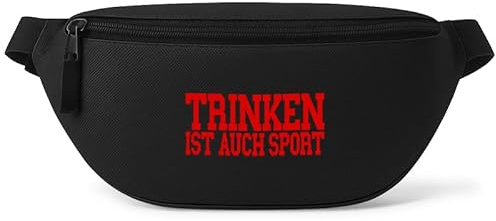 Trinken ist auch Sport - Bauchtasche Herren/Damen, Umhängetasche Festival Gadget, Bauchtasche Zubehör, Gürteltasche Herren, perfekt für Malle, Schwarz