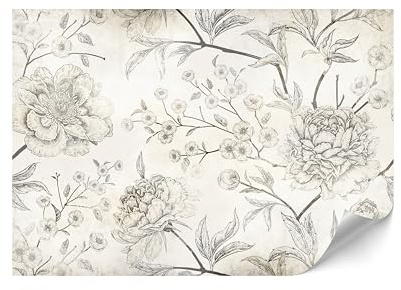 LUMASOUL Carta da Parati 500x350 cm - Carta da Parati Camera da Letto Fiori - Panelli da Parete Moderne - Panelli Murali di Alta Qualità Facili da installare - Crema