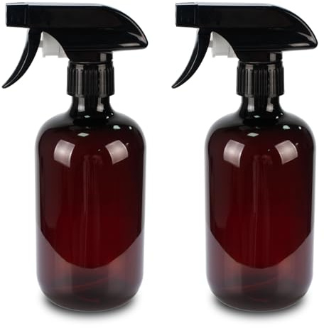 JinZeYou 2 Pcs 500ml Spray Bottles for Cleaning, Plastic Empty Hair Water Spray Bottles, Adjustable Refillable Plant Mister Sprayer Bottle Atomizer for Home Gardening Hair Plants (Brown)