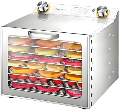 SIEEOUR Deshidratador De Alimentos Comercial Máquina Acero Inoxidable, 400w/800w, Máquina Liofilización 8/12 Capas Con Temporizador 0-12h Y Control 30-90°C, Para Carne, Fruta, Verduras(8 layers)