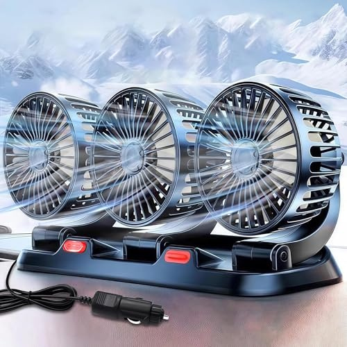 Sunshine smile Auto Ventilator für Rücksitz,12V Auto Lüfter,Tragbare 360° drehbar Auto Fan Ventilator,2 Geschwindigkeiten Kühlender Lüfter Wohnmobil,Mini Lüfter Innenrau für Lkw,Van,Suv,Rv