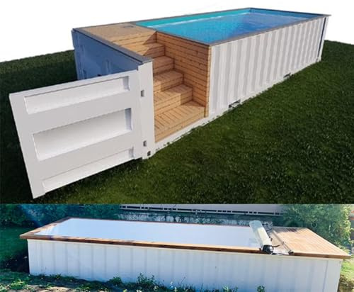 Piscine hors sol, piscine en fibre de verre avec cadre en acier pour arrière-cour – Grande piscine familiale, piscine hors sol avec pompe filtrante
