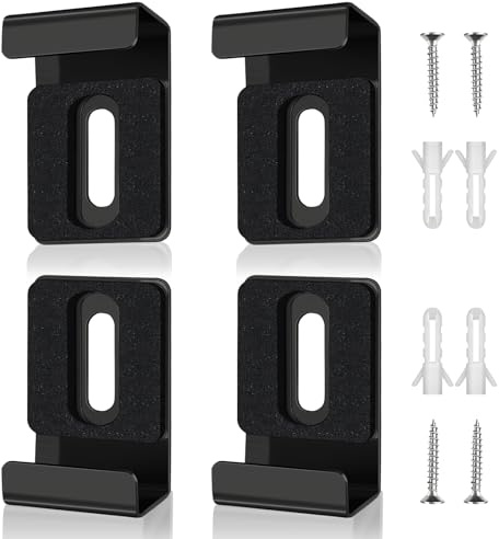 FINELYCR Fixation Miroir, 4 Pièces Supports de Miroirs Muraux, Large Trou Unique Fixation Mural pour Miroir, Noir, pour des Miroirs d’une Épaisseur de 17 à 19 mm