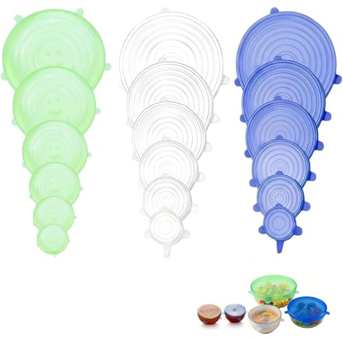 18 PCS Silicone Stretch Lids, Reusable Silicone Food Covers for Bowls and Dishes, Airtight Silicone Lids Food Covers for Kitchen Storage, Microwave Dishwasher Safe