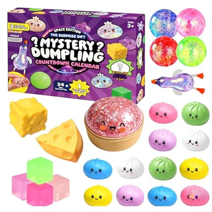 Dumpling Squishy, 2026 Squishy Dumpling Mystery Advent Countdown Calendar, 24 PCS Random Surprise Squishies Toys, Stress Relief Sensory Fidget Toy for Anxiety Relief Hand Relax, Birthday Gifts (A-2)