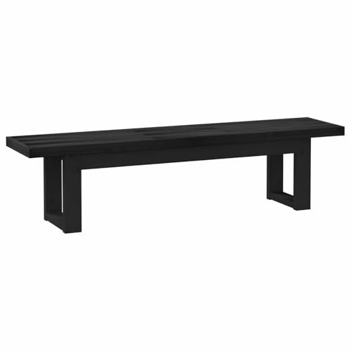 Foknhdi Esstischbank 160 cm aus massivem Kiefernholz, Sitzbank Schwarz im modernen Landhausstil mit Latten-Design, stabile Küchenbank für 2 Personen, 160x41x45 cm für Esszimmer und Flur