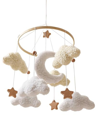 Babybettwäsche für Kinder Drehend Beruhigend Ästhetisch | Boho Babybett-Mobile Wolke für Schlafzimmer Wohnzimmer Babybett Fenster Mädchen Kleinkinder