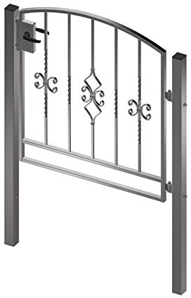 Gartentor Komplett Set Metalltor Gartentür Pforte Hoftür inkl. Pfosten (Stichbogen)