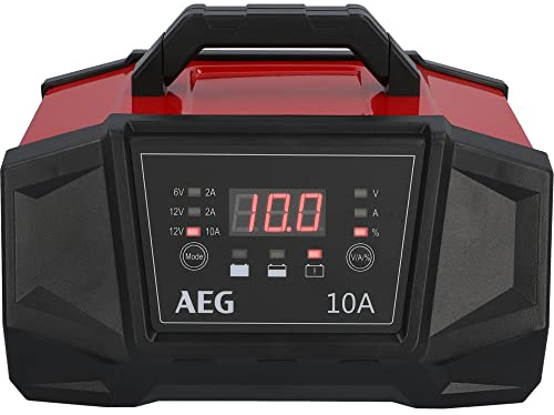 AEG 158008 Werkstatt-Ladegerät WM 10 Ampere für 6 und 12 Volt Batterien, mit Autostart-Funktion, CE, IP 20, 10 A