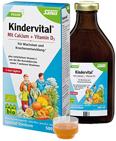 Salus Vital pour enfants avec calcium + vitamine D3 - Tonique spécial pour la croissance et le développement osseux - vegan - 500 ml