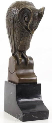 Casa Padrino Designer Bronze Skulptur Eule Bronze/Schwarz 11 x 6,7 x H. 25,3 cm - Luxus Bronzefigur