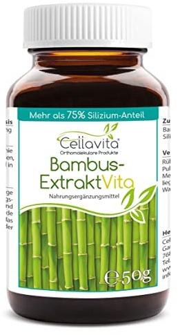 Cellavita | Bambus-Extrakt Vita | 50g Pulver (100 Tages-Vorrat) & Vorsorgepaket mit sehr hohen Anteil (75%) an Silizium | 50g Pulver