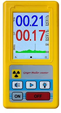 URCheers Geigerzähler Kernstrahlungsdetektor, Beta Gamma Röntgentester, Geiger Zähler Strahlung Detektor Persönliches Br 6 mit Lcd Display Dosimeter Marmordetektor Messgerät (Gelb)