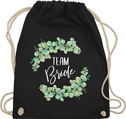 Turnbeutel Rucksack - JGA Junggesellenabschied Frauen - Team Bride Eukalyptus weiß - Unisize - Schwarz - brauttaschen bachelorette party beutel junggesellinnenabschied outfit jungesselnabschied