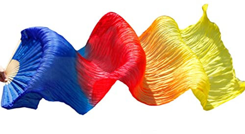 1 Paar/1 Stück Kunstseide Bauchtanz Schleier Fächer Rippen handgefertigt gefärbt Leistung lange Fächer Bauchtanz Kunstseide Fans Figur 13 1 Stück rechte Hand 150 cm