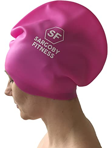 Kids swim cap dreadlocks (M, rosa)