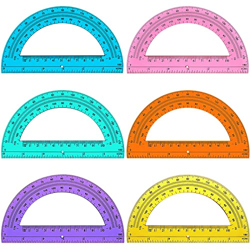 Zonon 12 Pieces Protractors Bulk Plastic 180 Degrees 6 Inch Translucent Protractors for Geometry, Angle Measurement, Students School Supplies