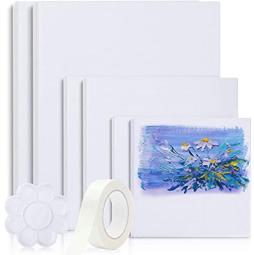 Vebetter Leinwand, 6PCS Leinwand Zum Bemalen, Keilrahmen 30x40,30x20,20x15 Leinwand Mit Malpaletten/Pinsel/Einlagen, Baumwolle Leinwände, kinder Leinwände Set, Hobby Künstler Leinwand Zum Malen Weiß