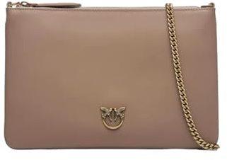 Pinko Flat Classic Vitello Seta, Borsa Donna, D01q_biscotto Zenzero-antique Gold, Taglia unica