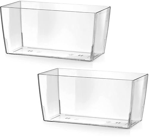 Virsus Fioriera trasparente per piante con finitura lucida, misura 30x14,5x15 cm, design elegante, forma rettangolare, resistente ai raggi UV, per piante piccole decorazione interno ed esterno (2)