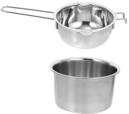 SEWACC 1 Set Melting Pot Wax Pot Double Boiler for Soap Making Candle Melting Pots Heating Pot Chocolate Melting Bowl Metal Noddle Pot Turkish Sweets Flat Accessories 16c Stainless Steel
