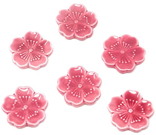 AKOAK Sakura Keramiska ätpinnar hållare eleganta ätpinnar hållare bestickhållare kniv gaffel sked japansk stil keramik Sakura ätpinnar hållare heminredning ätpinnar hållare (set med 6) (rosa)