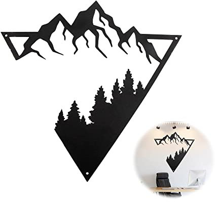 gexuamz Wanddeko Wohnzimmer Deko Wandkunst Metall - 3D Wall Sculpture Berge Natur Wand Geometrische Ornamente Hängende Dekoration Minimalistische für Zuhause, Büro, Schlafzimmer, und Küche, Schwarz