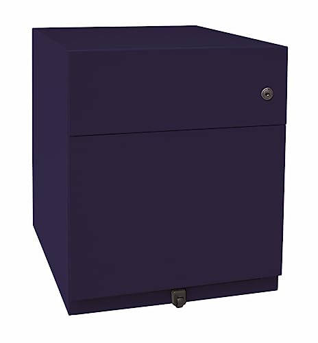BISLEY Note Rollcontainer mit 2 Schüben aus Metall abschließbar in oxfordblau - Bürocontainer mit Universalschublade & Hängeregistratur, Container mit Schloss für Büro & Homeoffice auf Rollen