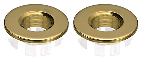 QUARKZMAN Lavabo Garniture Trop-plein Couvercle, 2Pcs Lavabo Trop-plein Anneaux 25.3mm Toilettes Cuisine Lavabo Drainage Couverture Trou Insert en Rond Capuchons, Doré
