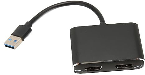 Adaptador USB 3.0 A HDMI Dual, Adaptador de Pantalla de Monitor Dual USB A A HDMI, Adaptador de Video USB A FHD 1080P, Admite Modo Sincronizado y de Expansión, para Portátiles PC