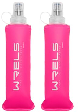 WRELS Gourde Souple Running Pliable,Pack de 2 250ml Flasque Running-Idéal pour Course à Pied, Trail, Randonnée-Sans BPA(Rose)