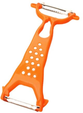 IEEDFJKK Easy to Clean and Sharp Plastic Double Head Fruit Vegetable Peelers for Prep Non-Slip Handle Multifunctional Peelers, Orange
