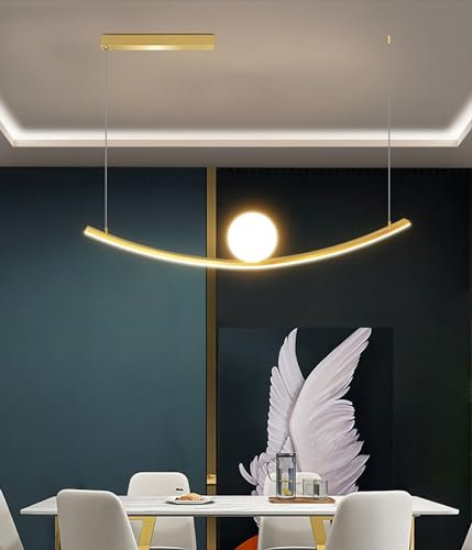 DDYY LED Pendelleuchte Moderne Golden 3 Farben Dimmbar pendelleuchten Höhenverstellbar Kronleuchter Wohnzimmerlamp 45W Esstisch Hängelampe Für Esstischlampe küchenlampe wohnzimmerlampe hängend