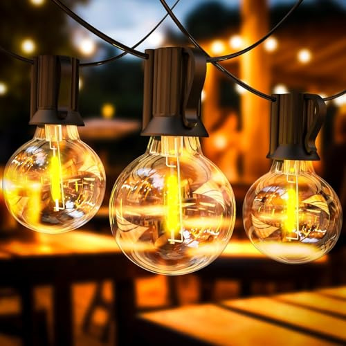 Led Lichterkette Außen Strom, 18M Outdoor Lichterkette Glühbirnen mit 21+1 Warmweiße G40 Glühbirnen Plastik, IP44 Wasserdicht Lichterketten Innen Außen für Garten, Balkon, Party, Hochzeit, Terrasse