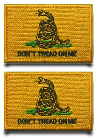 2 stycken gul Don't Tread On Me flagga lapp avtagbara lappar med broderistängning, taktisk militär lappapplikation för kläder, nylonryggsäckar, jacka, jeans, väskor, väst, hundsele