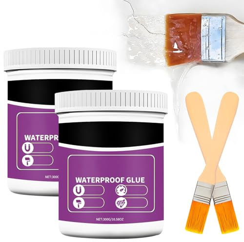 FainFun Transparenter Wasserfester Kleber, 300g*2 Wasserdichte Beschichtungsmittel, Wasserdichte Isolier-Dichtstoff-Emulsion für Badezimmer, Dächer, Keramikfliesen, Wände