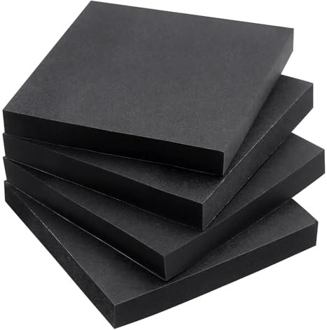 Yeomju Notas adhesivas, 76 x 76 mm, 4 bloques, 200 hojas, notas adhesivas negras, notas adhesivas, blocs de notas autoadhesivas, notas adhesivas estéticas, notas adhesivas coloridas