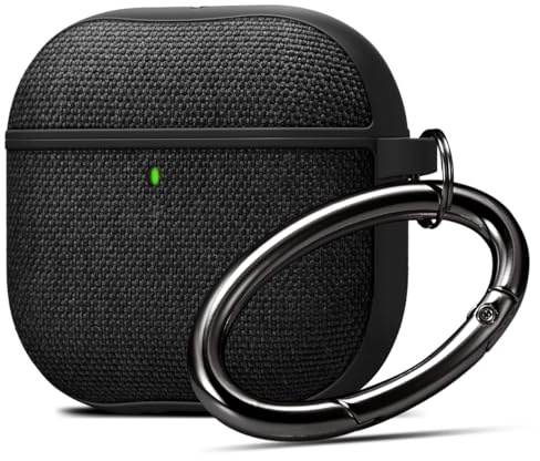 Spigen Urban Fit Hülle für Apple AirPods 4 | PC-Hülle mit Nylonbezug und Karabiner für kratzfreien Schutz für AirPods 4 (2024) – Schwarz