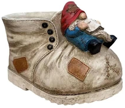 Maceta de jardín con Forma de Zapato de - Maceta de Flores Original con Forma de Zapato de | Contenedor de Flores con gnomos, Ideal para Plantas suculentas, decoración de jardín y hoga