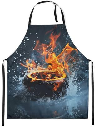 Loussiesd Eishockey Verstellbare Eissport Spiele Kochschürze für Jugendliche Erwachsene Hockey Spieler Schürze für Köche Kochen Puck Hockey Kochen Küche Wasserdicht Küchenschürze Dekor