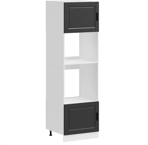 vidaXL Herdumbauschränke 2 STK. Porto Schwarz Holzwerkstoff, Backofenschrank, Herdschrank, Ofenschrank, Küchenofenschrank, Küchenherdschrank