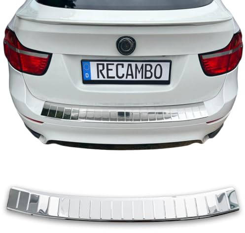 Recambo | Protector de Parachoques Trasero | Compatible con BMW X6 | E71 E72 | Acero Inoxidable Cromado | Protección Borde de Carga