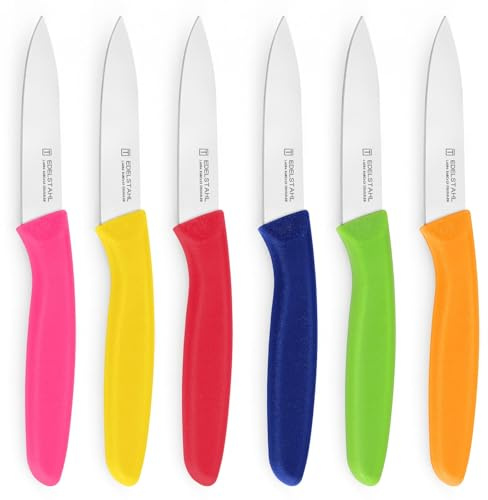 targzier Paring Knife Fruit Knife Set,6 Pieces Stainless Steel Paring Knives Set,Sharp Knife,Straight Edge Small Knife Set for Cutting Fruits and Vegetable,Ergonomic Handle,Colorful